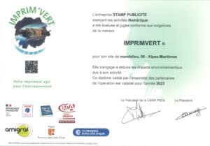 certificat imprimvert 2023